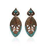 Copper Metal Earrings With Sky Blue Stones