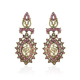 Adorned With Dark Pink Stones Earring
