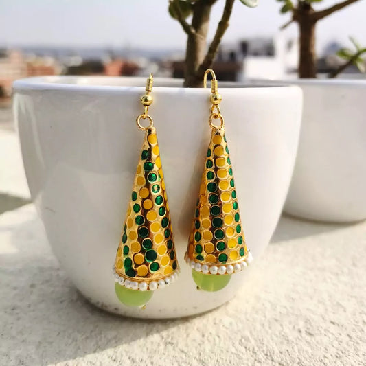 Yellow Color Cone Shape Earring