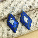 Diamond Shaped Blue Clay Earrings