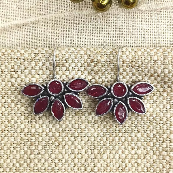 Flower Design  Kundan Dangle Earrings