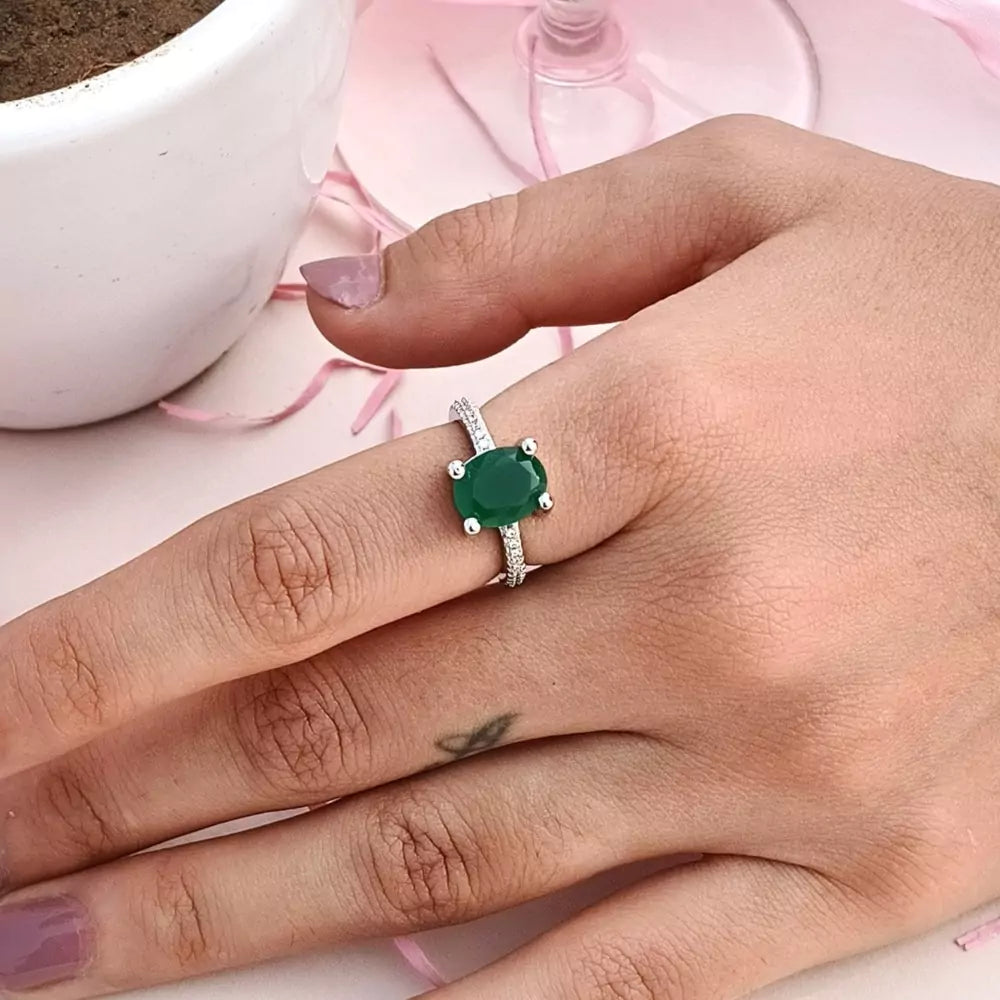 Fashion Imitation Oval Shape Stone Ring