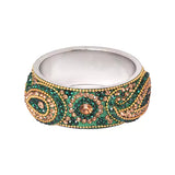Green broad kada with the traditional ambi pattern