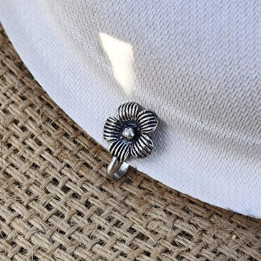 Blooming Flower Oxidized Clip On Nose Pin