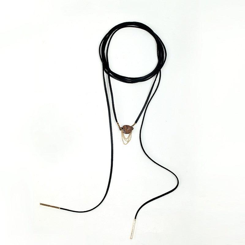 Black Leather Choker Necklace - The Fineworld