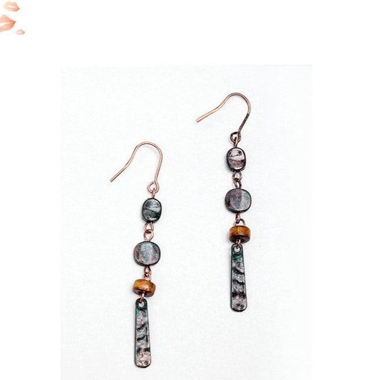 Drop Earrings With French Wire Closure & Patina Beads - The Fineworld