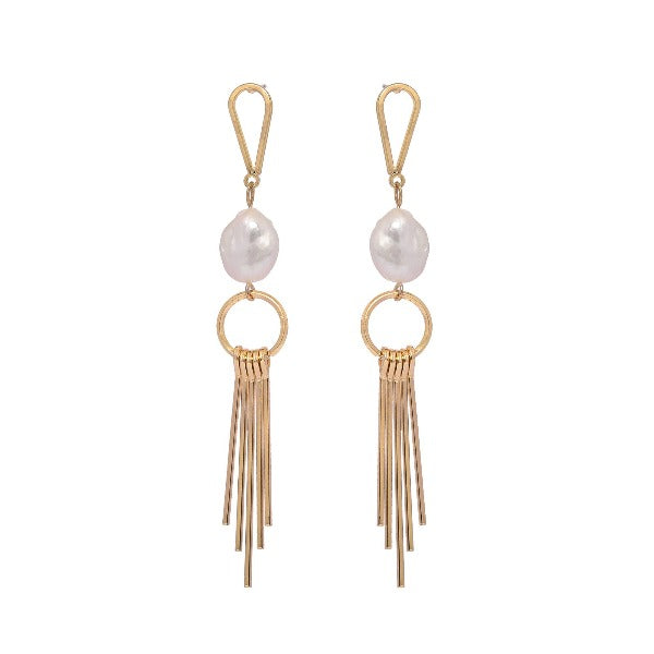 Long gold plated earring - The Fineworld