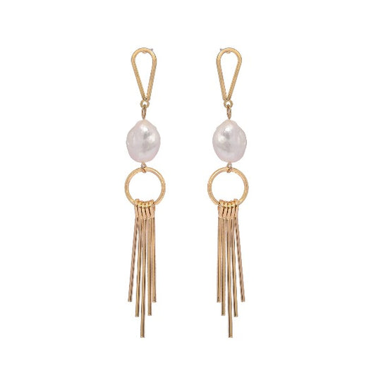 Long gold plated earring - The Fineworld