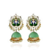 Traditional Floral Matte Green Jhumka - The Fineworld