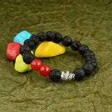 Black Lava Beads Bracelet With Red Color - The Fineworld