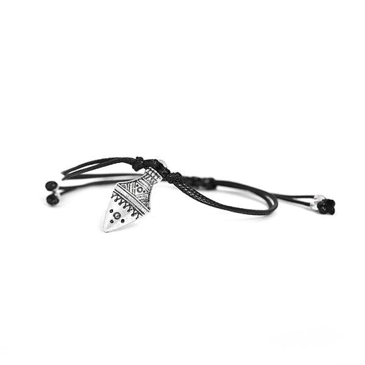 Black Thread Bracelet With Silver Beads - The Fineworld
