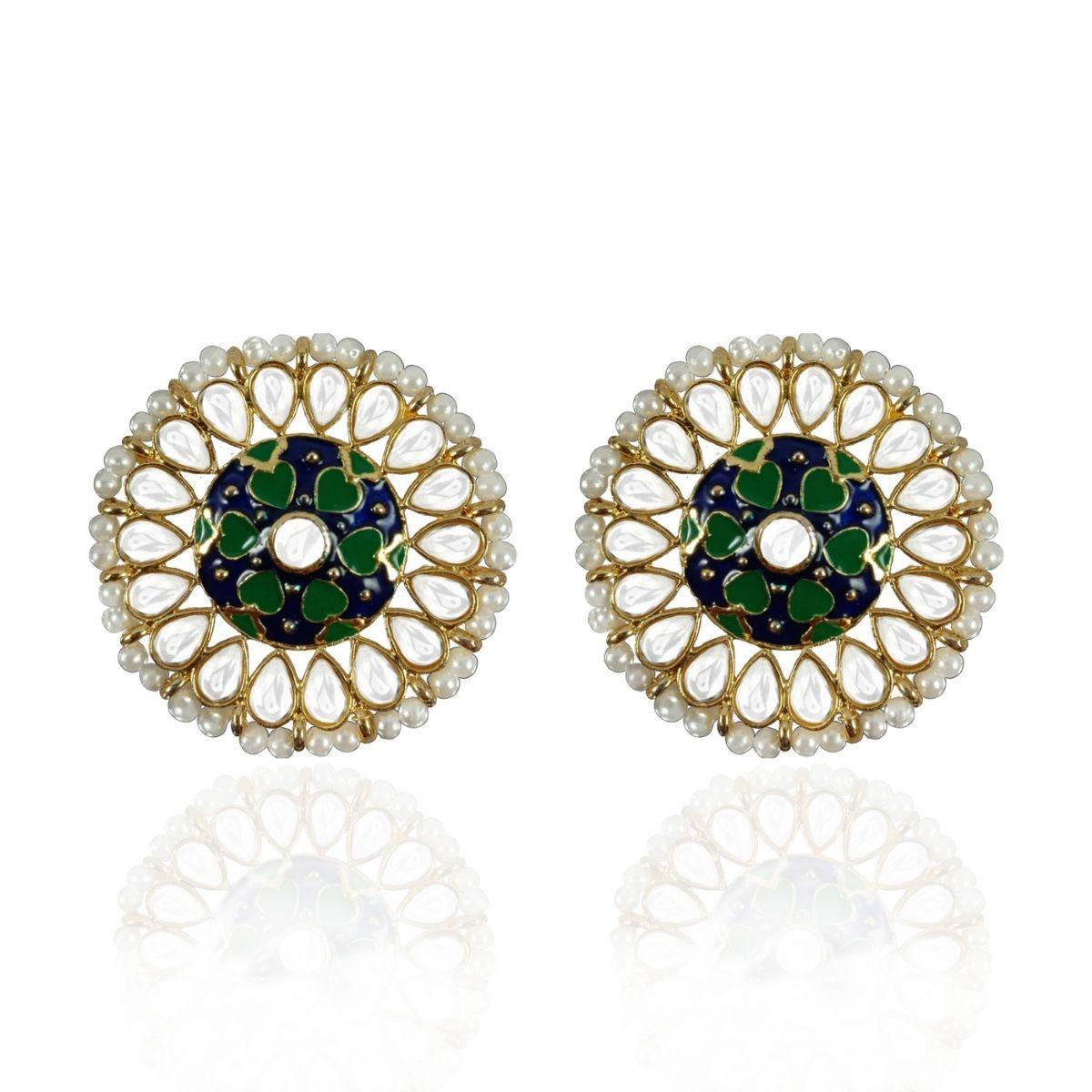 Antique vintage look With Enamel Work Round Earring - The Fineworld