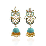 Air Force Blue Color Kundan With Jhumki
