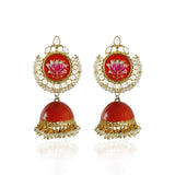 Classic Lotus floral Enamel Earrings For Women and Girls
