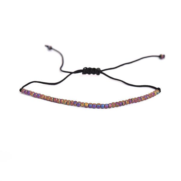Braided & Lace-Ups Bracelet with Multi-color Beads - The Fineworld