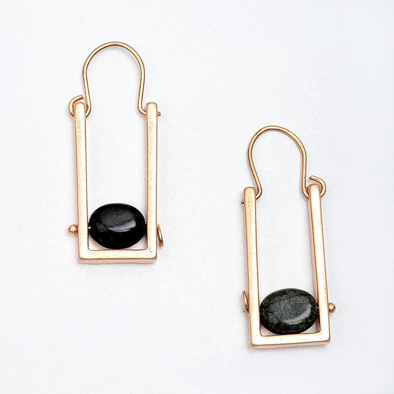 Gold plated Black drop earrings - The Fineworld