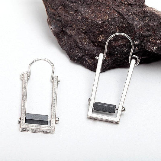 Silver plated gray drop earrings - The Fineworld