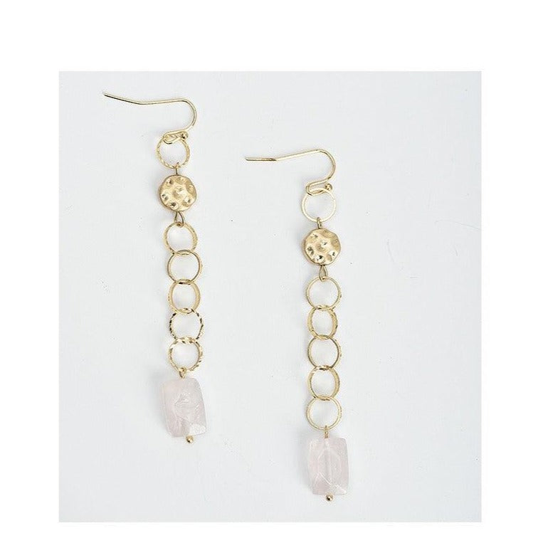 Simple Drop Earring With White Stone - The Fineworld