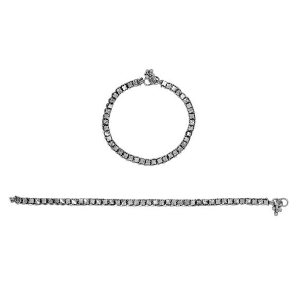 Oxidized German silver anklet - The Fineworld