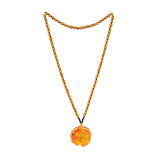 Fiery orange bead chain with a floral-shaped pendant - The Fineworld