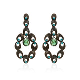 Brown And Turquoise Metal Drop Earrings - The Fineworld