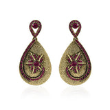 Dark Pink colored stone drop earrings - The Fineworld