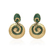 Green stone and golden metal earrings - The Fineworld