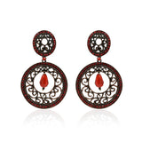 Stunning Red Stones And Metal Round Earrings - The Fineworld