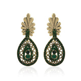 Green And Gold Drop Earrings - The Fineworld
