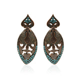 Copper Metal Earrings With Sky Blue Stones - The Fineworld
