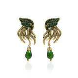 New Age Design Green Stone And Gold Earrings - The Fineworld