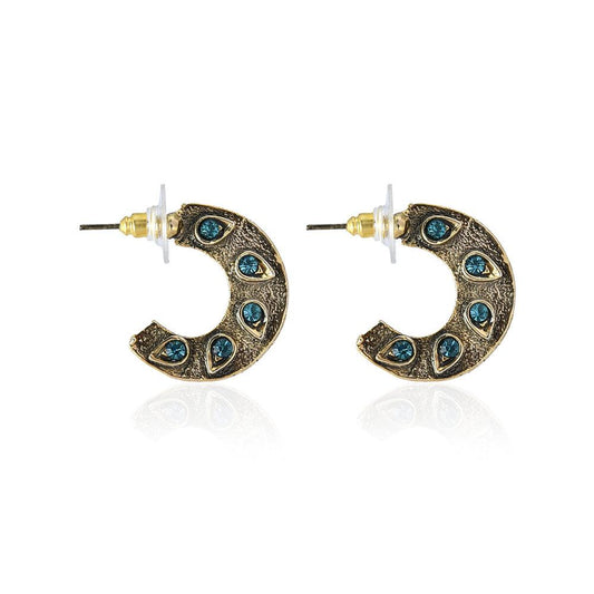 Crescent shaped golden metal earrings - The Fineworld