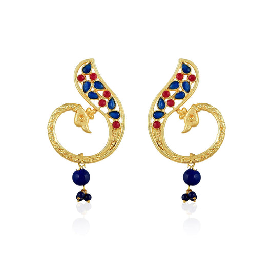 Peacock Motif Multi-Color Stones Earrings - The Fineworld