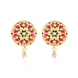 Lotus Petal Round Earrings Multi-Color Enamel Work For Women & Girls - The Fineworld