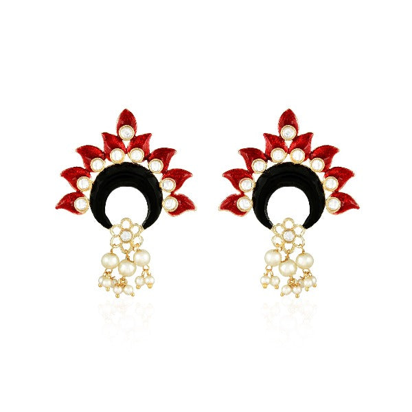 Flower Pattern Pearl Earrings - The Fineworld