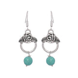 Turquoise silver dangler earrings in crafted German Silver - The Fineworld