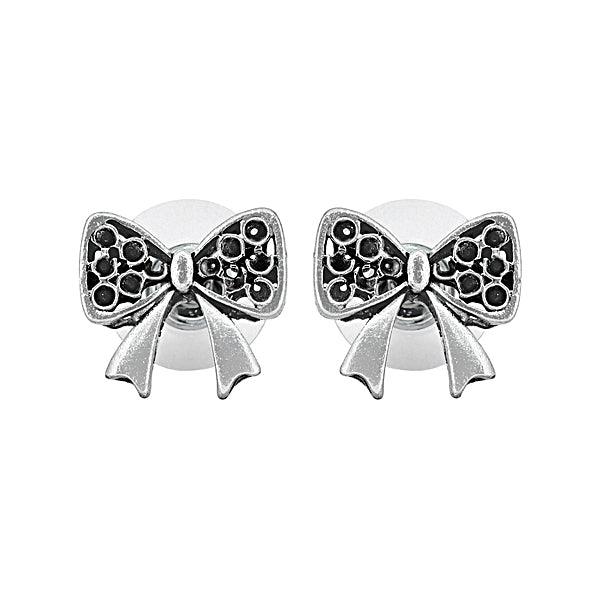 Bow shaped trendy ear studs in German Silver - The Fineworld