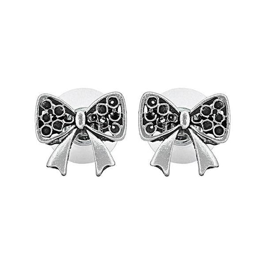 Bow shaped trendy ear studs in German Silver - The Fineworld