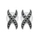 X  shaped trendy ear studs in German Silver - The Fineworld