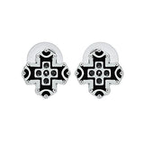 Cross shaped trendy ear studs in German Silver - The Fineworld