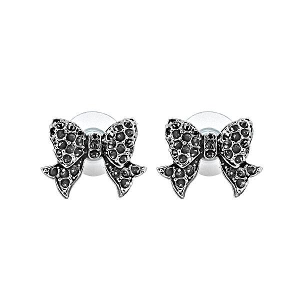 Black oxidized bow designed German silver earring - The Fineworld