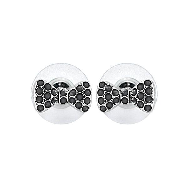 Black Stones Cute Bow Design Earring - The Fineworld