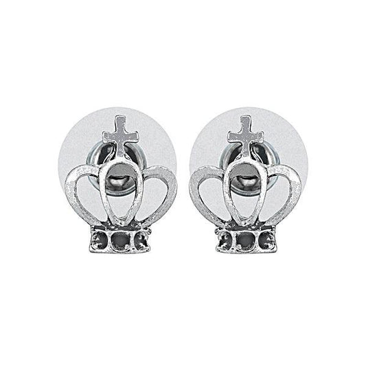 Crown with cross shaped German silver earring - The Fineworld