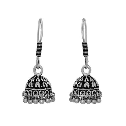 Small black oxidized jhumki earrings - The Fineworld