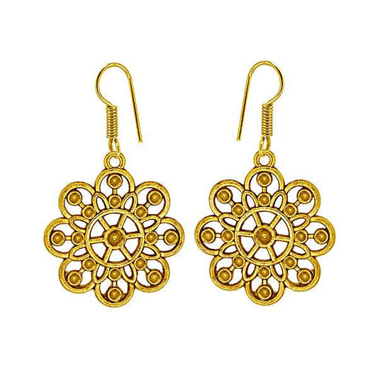 Golden flower designed drop earrings - The Fineworld