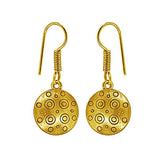 Simple round gold plated drop earrings - The Fineworld