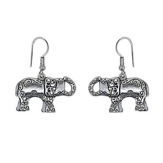 Tibetan elephant German silver earrings - The Fineworld