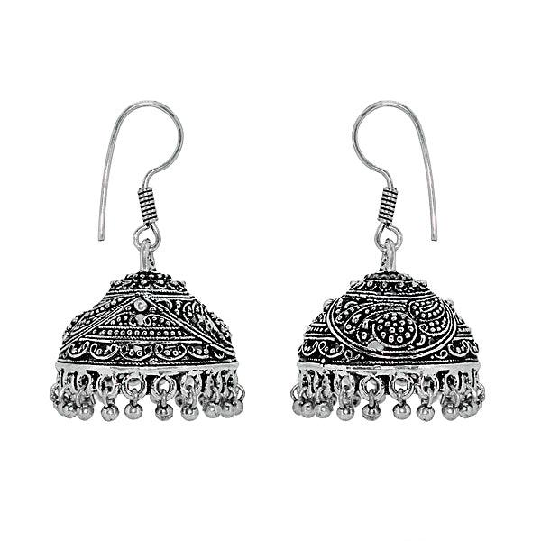 Trendy Spectacular German Silver Earrings Jhumki - The Fineworld