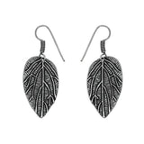 Black oxidized Leaf danglers in German silver earrings - The Fineworld