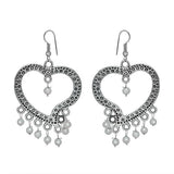 Heart shaped metal danglers with beads - The Fineworld